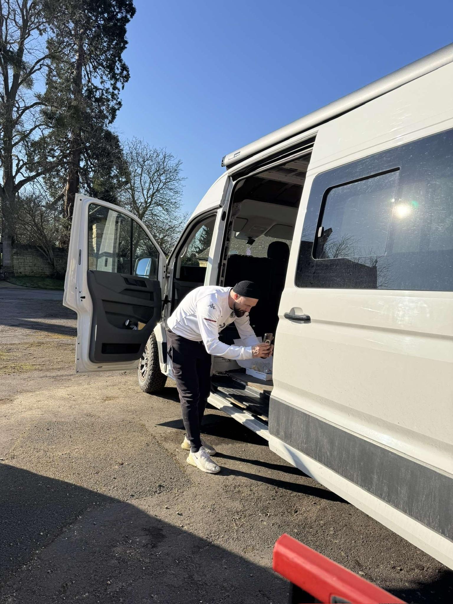 Aaron Blakemore fitting a lock to a commercial van