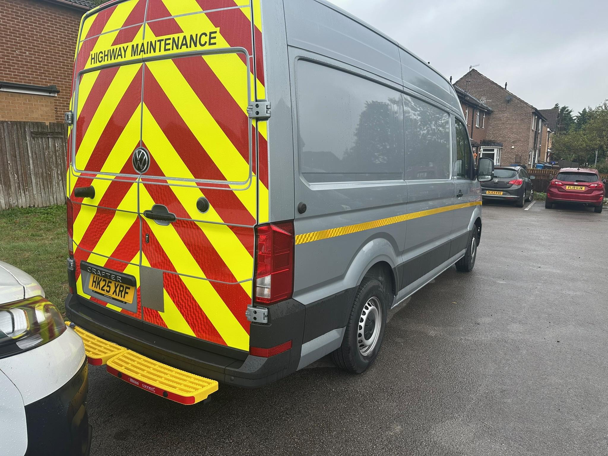 VW Crafter with full Chapter 8 Highway Maintenance chevrons