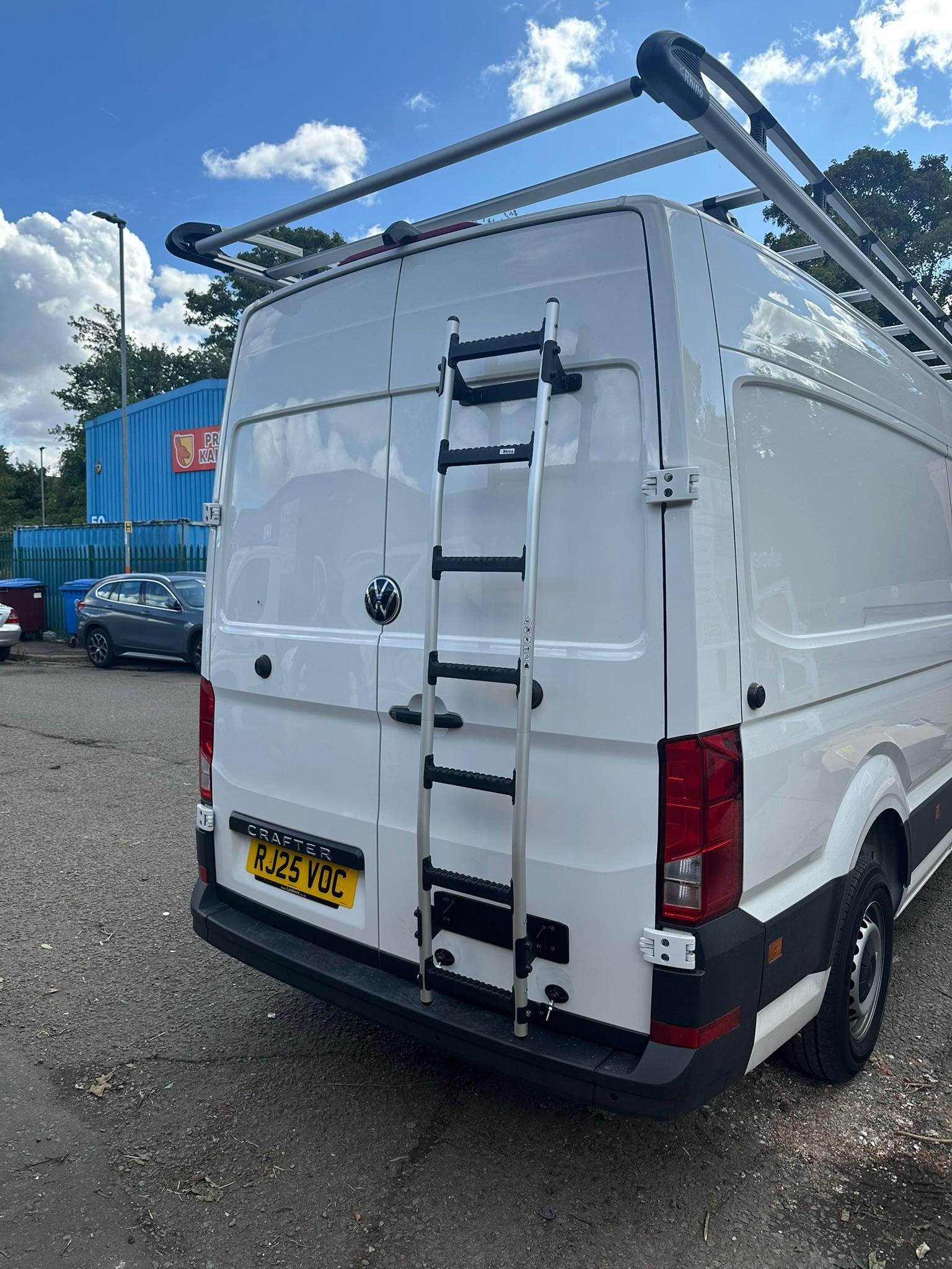 VW Crafter with rear door ladder and full roof rack system