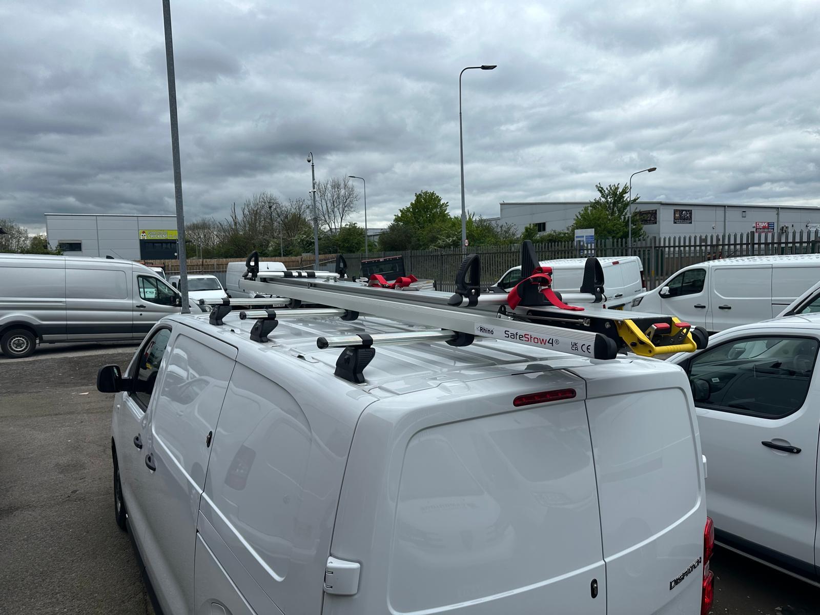 Rhino SafeStow4 ladder system on van roof